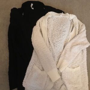 black and white long cardigans